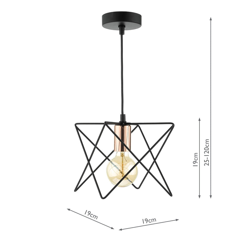 Load image into Gallery viewer, Dar Lighting MID0122 Midi Cage Pendant Matt Black &amp; Bright Copper - 21535
