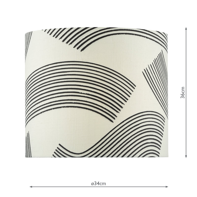 Load image into Gallery viewer, Dar Lighting MIH1333 Miho Cream and Black Patterned Linen Cylinder Shade 34cm - 36974
