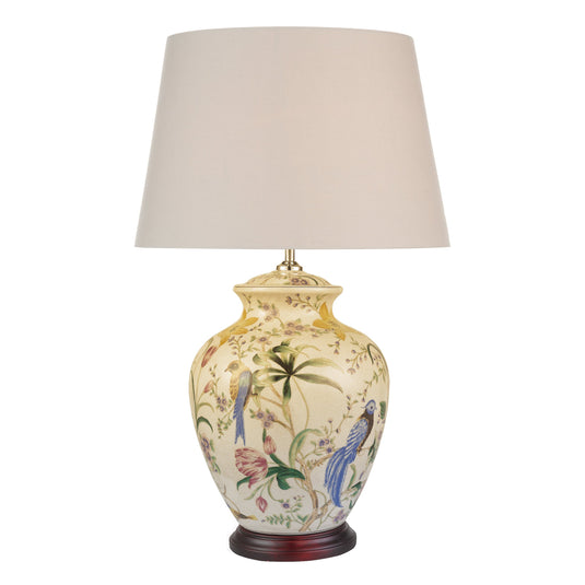 Dar Lighting MIM4202 Mimosa Table Lamp White/ Floral/ Bird Base Only - 17965