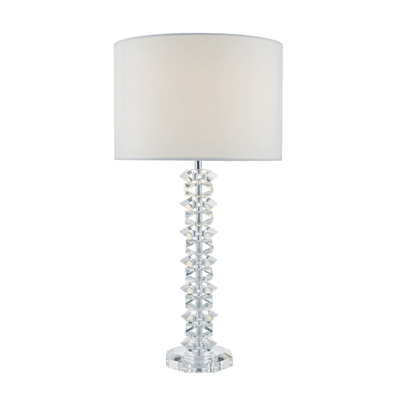 Load image into Gallery viewer, Dar Lighting MIN4208 Mina Table Lamp Polished Chrome &amp; Crystal C/W Cream Cotton Shade - 23176
