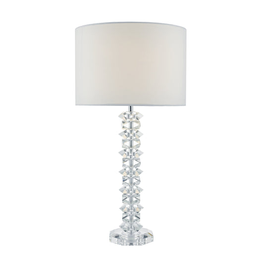Dar Lighting MIN4208 Mina Table Lamp Polished Chrome & Crystal C/W Cream Cotton Shade - 23176