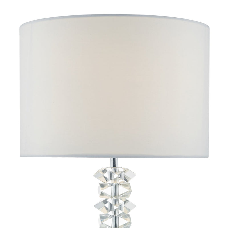 Load image into Gallery viewer, Dar Lighting MIN4208 Mina Table Lamp Polished Chrome &amp; Crystal C/W Cream Cotton Shade - 23176
