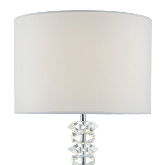 Dar Lighting MIN4208 Mina Table Lamp Polished Chrome & Crystal C/W Cream Cotton Shade - 23176