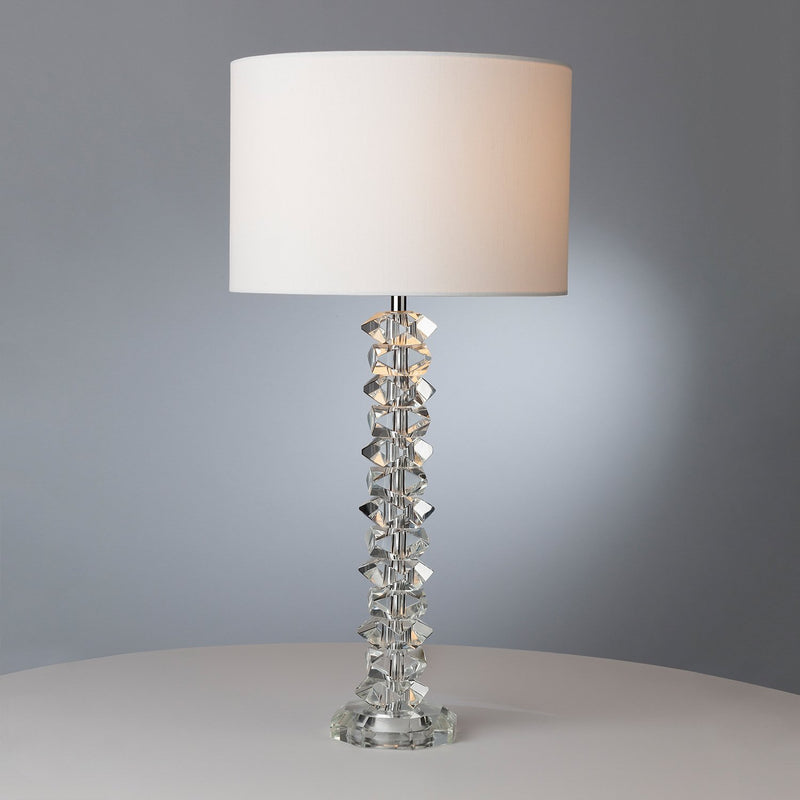 Load image into Gallery viewer, Dar Lighting MIN4208 Mina Table Lamp Polished Chrome &amp; Crystal C/W Cream Cotton Shade - 23176
