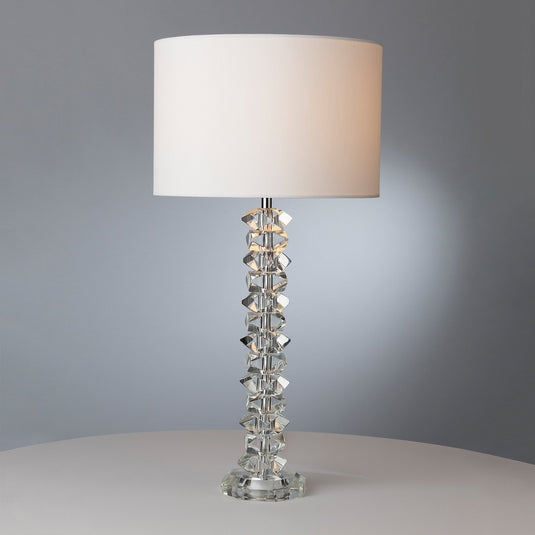 Dar Lighting MIN4208 Mina Table Lamp Polished Chrome & Crystal C/W Cream Cotton Shade - 23176