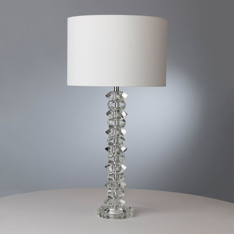 Load image into Gallery viewer, Dar Lighting MIN4208 Mina Table Lamp Polished Chrome &amp; Crystal C/W Cream Cotton Shade - 23176
