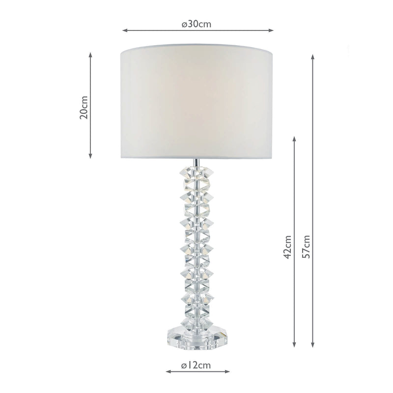 Load image into Gallery viewer, Dar Lighting MIN4208 Mina Table Lamp Polished Chrome &amp; Crystal C/W Cream Cotton Shade - 23176
