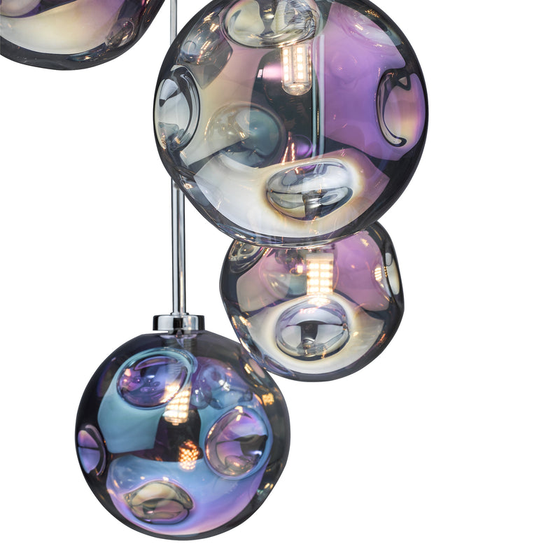 Load image into Gallery viewer, Dar Lighting MIR0655 Mira 6 Light Cluster Pendant Polished Chrome Iridised Glass - 36976
