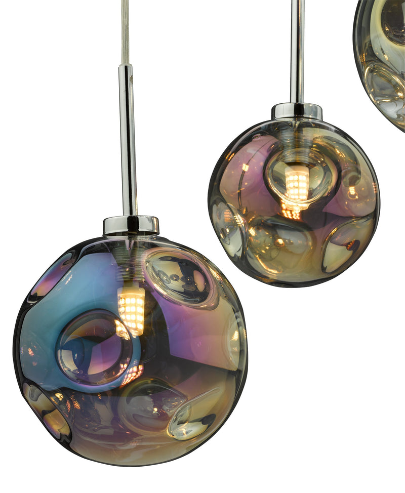 Load image into Gallery viewer, Dar Lighting MIR0655 Mira 6 Light Cluster Pendant Polished Chrome Iridised Glass - 36976
