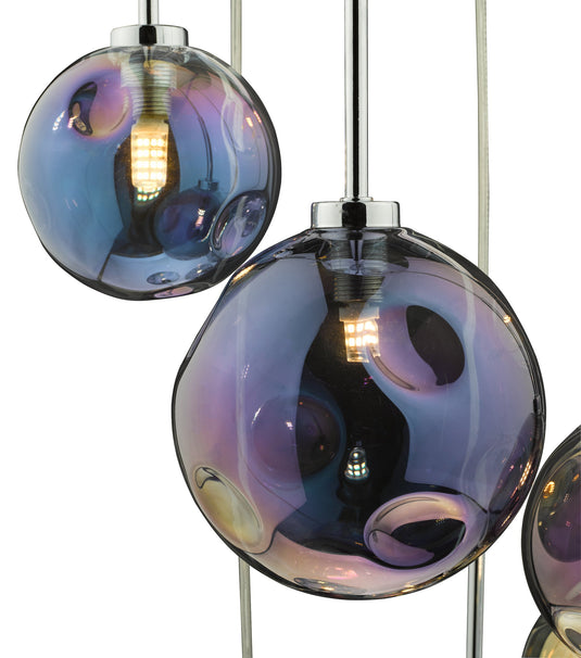 Dar Lighting MIR0655 Mira 6 Light Cluster Pendant Polished Chrome Iridised Glass - 36976