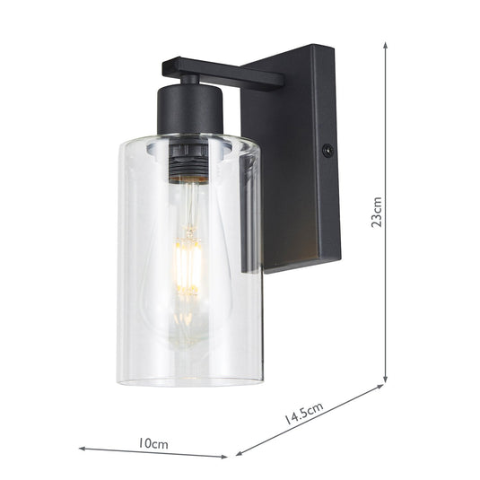 Dar Lighting MIU0722 Miu Wall Light Matt Black Glass - 26967