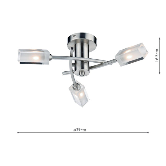 Dar Lighting MOR0346 Morgan 3 Light Semi Flush Satin Chrome - 17016