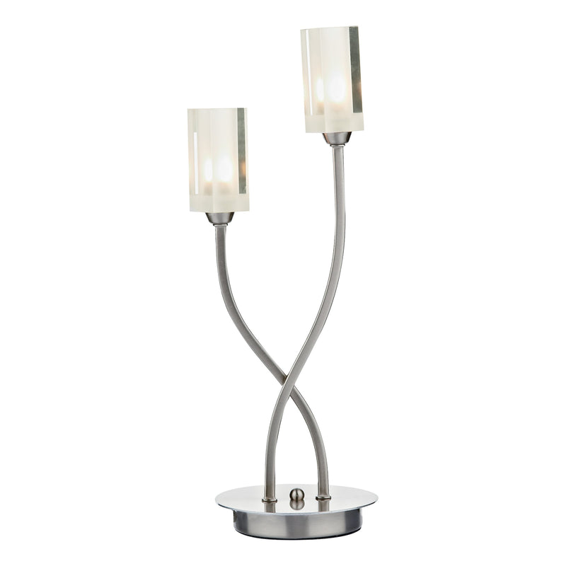 Load image into Gallery viewer, Dar Lighting MOR4046 Morgan 2 Light Table Lamp Satin Chrome - 17028
