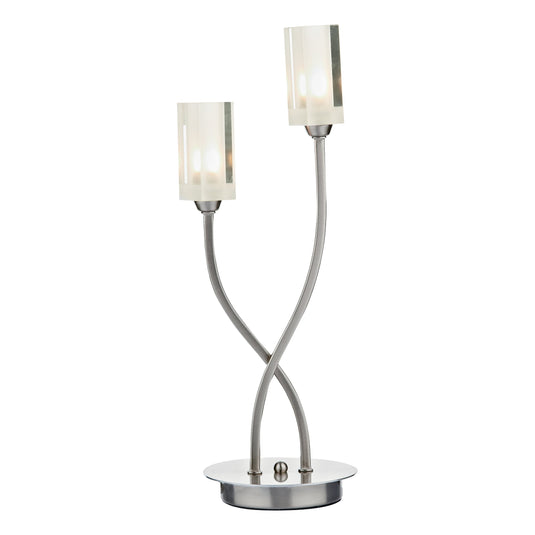 Dar Lighting MOR4046 Morgan 2 Light Table Lamp Satin Chrome - 17028