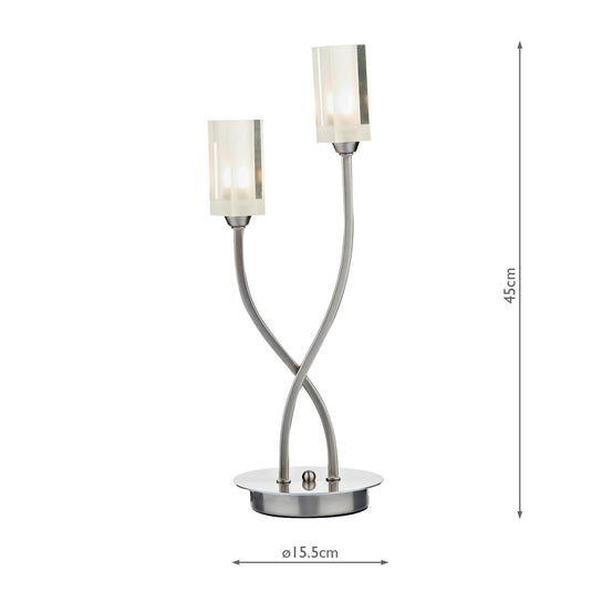 Dar Lighting MOR4046 Morgan 2 Light Table Lamp Satin Chrome - 17028