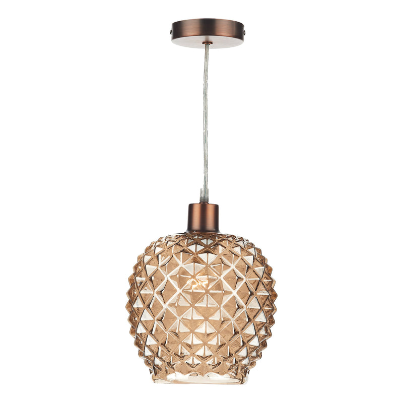 Load image into Gallery viewer, Dar Lighting MOS6535 Mosaic Easy Fit Pendant Shade Antique Gold Pineapple Glass - 23236
