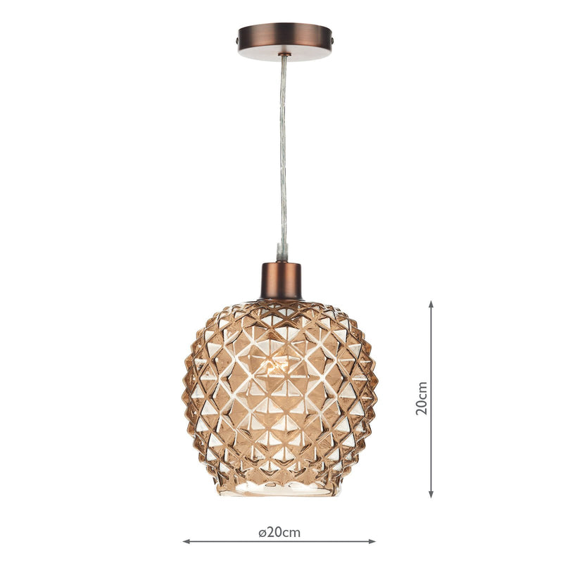 Load image into Gallery viewer, Dar Lighting MOS6535 Mosaic Easy Fit Pendant Shade Antique Gold Pineapple Glass - 23236
