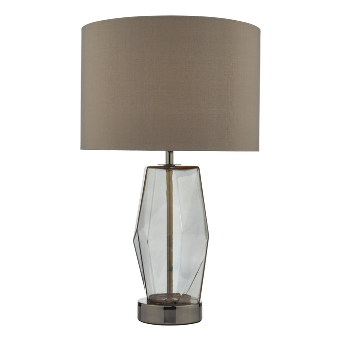 Dar Lighting MUB4308 Mubina Touch Table Lamp Black Chrome Smoked Glass With Shade - 36978