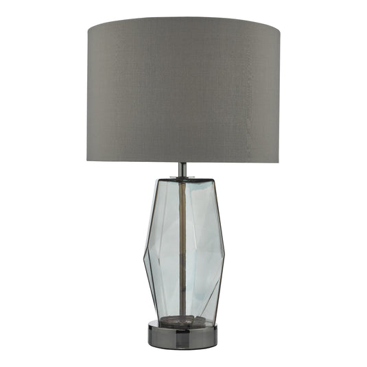 Dar Lighting MUB4308 Mubina Touch Table Lamp Black Chrome Smoked Glass With Shade - 36978
