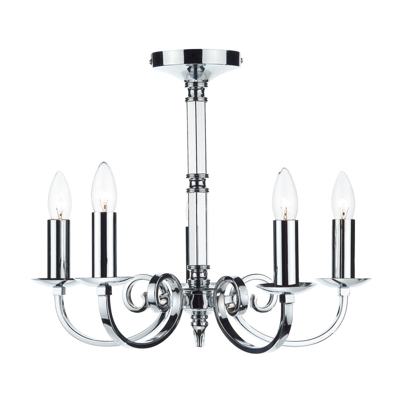 Load image into Gallery viewer, Dar Lighting MUR0550 Murray 5 Light Dual Mount Pendant Polished Chrome - 20282
