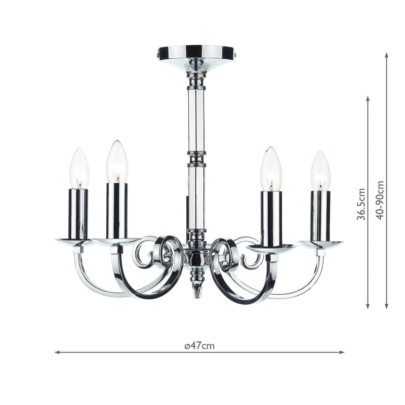 Load image into Gallery viewer, Dar Lighting MUR0550 Murray 5 Light Dual Mount Pendant Polished Chrome - 20282
