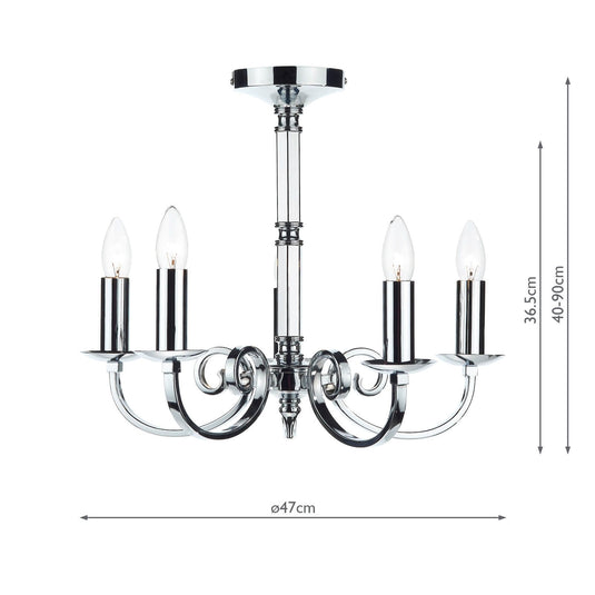 Dar Lighting MUR0550 Murray 5 Light Dual Mount Pendant Polished Chrome - 20282