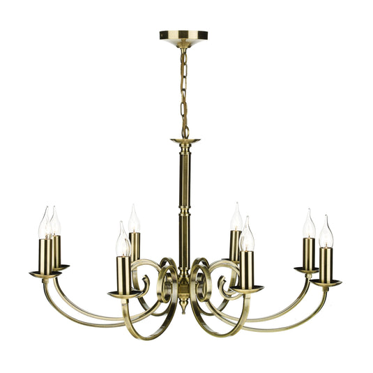 Dar Lighting MUR0875 Murray 8 Light Dual Mount Pendant Antique Brass - 35257