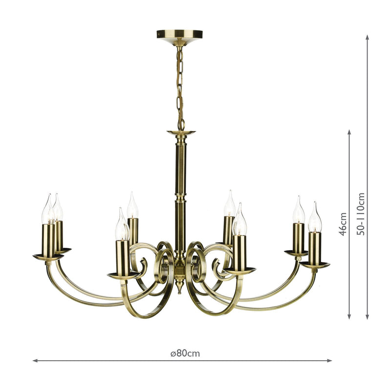 Load image into Gallery viewer, Dar Lighting MUR0875 Murray 8 Light Dual Mount Pendant Antique Brass - 35257
