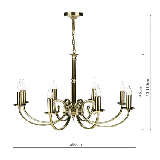 Dar Lighting MUR0875 Murray 8 Light Dual Mount Pendant Antique Brass - 35257