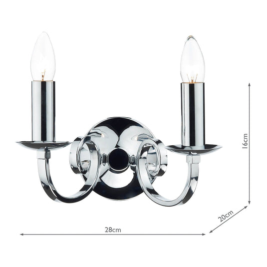 Dar Lighting MUR0950 Murray Double Wall Bracket Polished Chrome - 21740