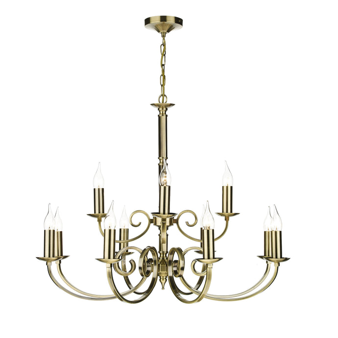 Dar Lighting MUR1275 Murray 12 Light Dual Mount Pendant Antique Brass - 21796