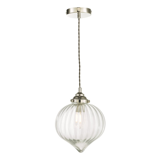 Dar Lighting MYA0138 Mya 1 Light Single Pendant Polished Nickel Glass - 36979