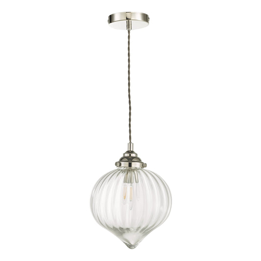 Dar Lighting MYA0138 Mya 1 Light Single Pendant Polished Nickel Glass - 36979