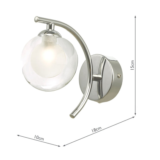 Dar Lighting NAK0750-04 Nakita Wall Light Polished Chrome With Clear/Opal Glass - 27169