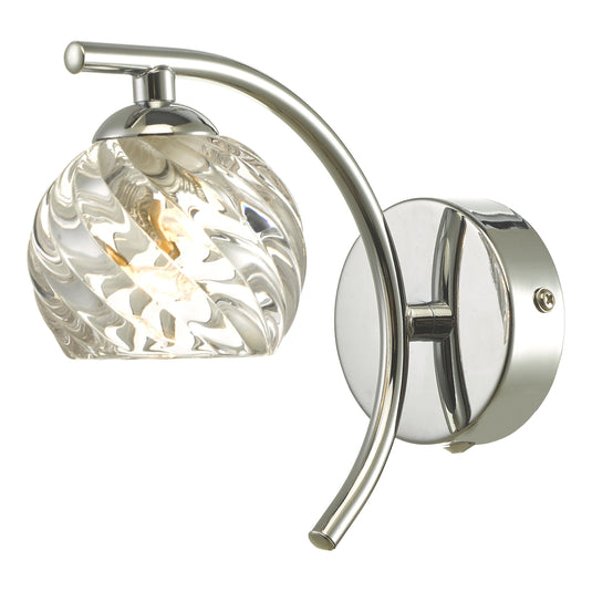 Dar Lighting NAK0750-05 Nakita Wall Light Polished Chrome With Twisted Open Glass - 27168