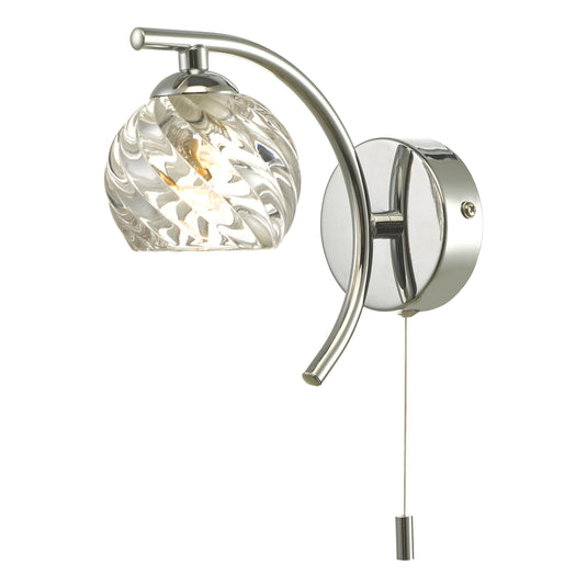 Dar Lighting NAK0750-05 Nakita Wall Light Polished Chrome With Twisted Open Glass - 27168