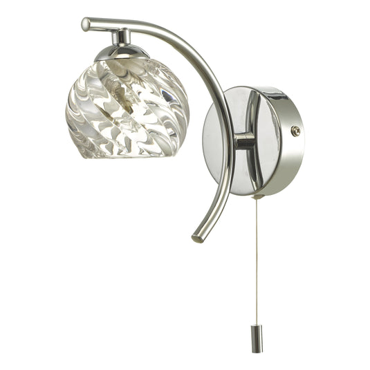 Dar Lighting NAK0750-05 Nakita Wall Light Polished Chrome With Twisted Open Glass - 27168