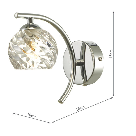 Dar Lighting NAK0750-05 Nakita Wall Light Polished Chrome With Twisted Open Glass - 27168
