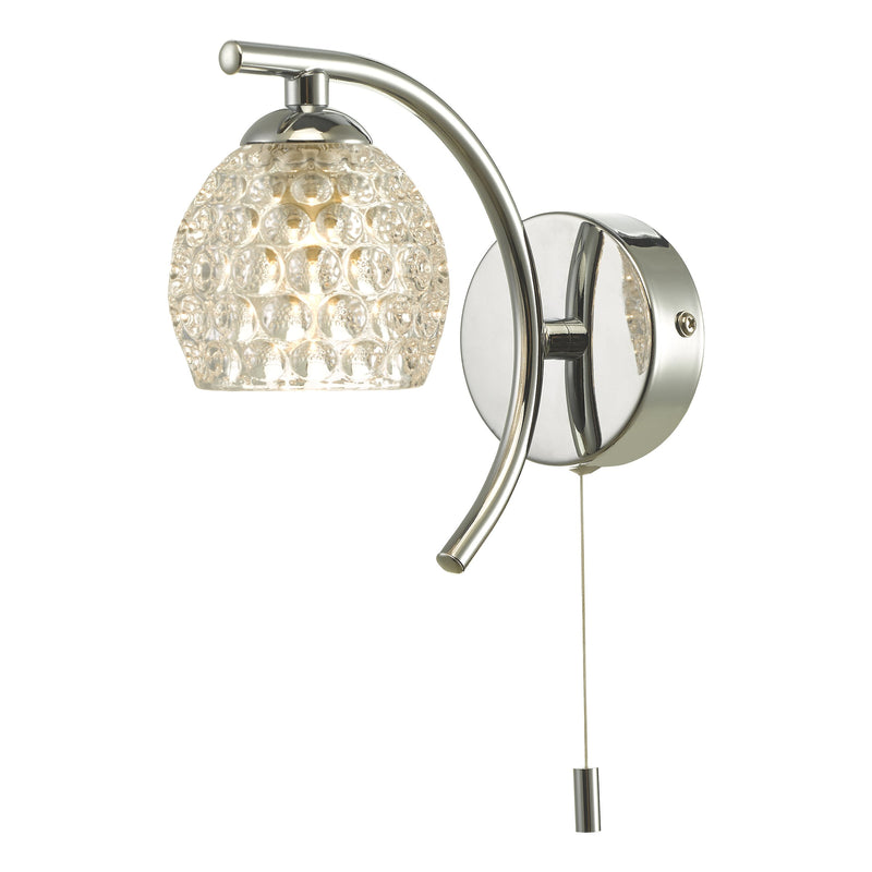 Load image into Gallery viewer, Dar Lighting NAK0750-06 Nakita Wall Light Polished Chrome With Dimpled Glass - 27167
