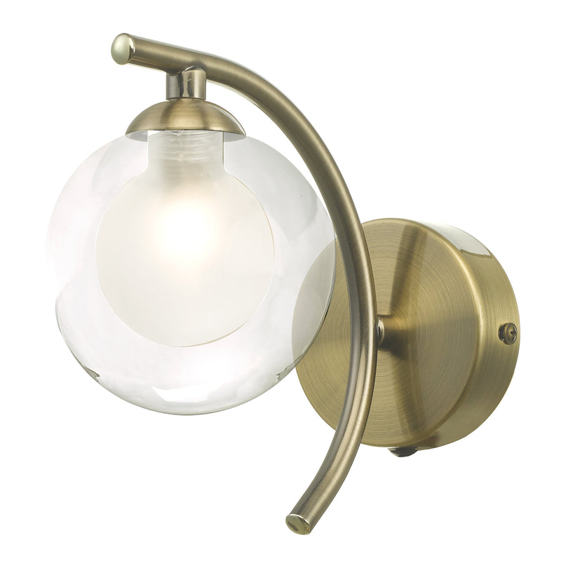 Load image into Gallery viewer, Dar Lighting NAK0775-04 Nakita Wall Light Antique Brass With Clear/Opal Glass - 27172
