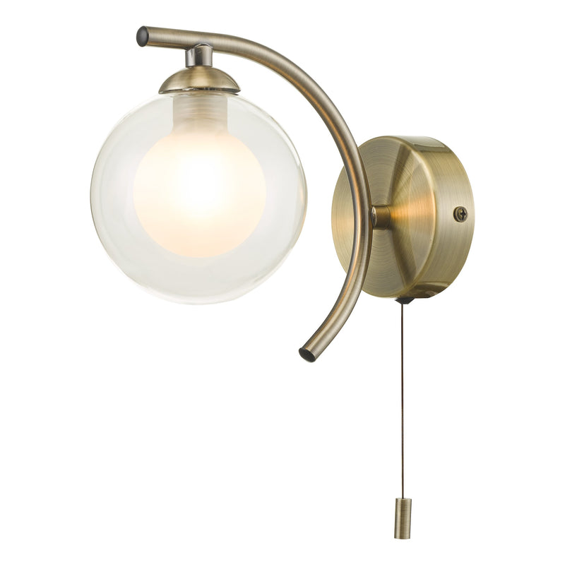 Load image into Gallery viewer, Dar Lighting NAK0775-04 Nakita Wall Light Antique Brass With Clear/Opal Glass - 27172
