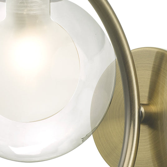 Dar Lighting NAK0775-04 Nakita Wall Light Antique Brass With Clear/Opal Glass - 27172