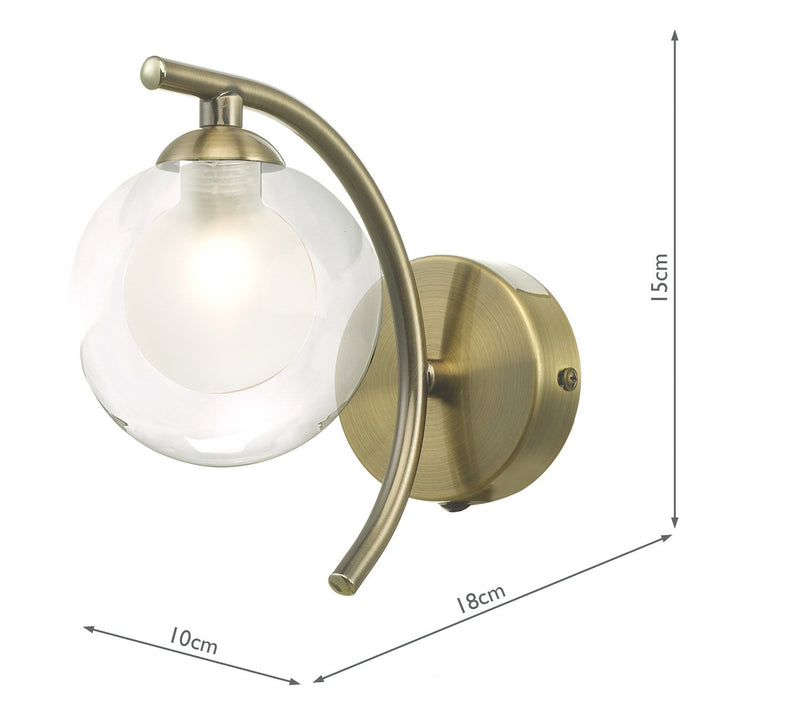 Load image into Gallery viewer, Dar Lighting NAK0775-04 Nakita Wall Light Antique Brass With Clear/Opal Glass - 27172
