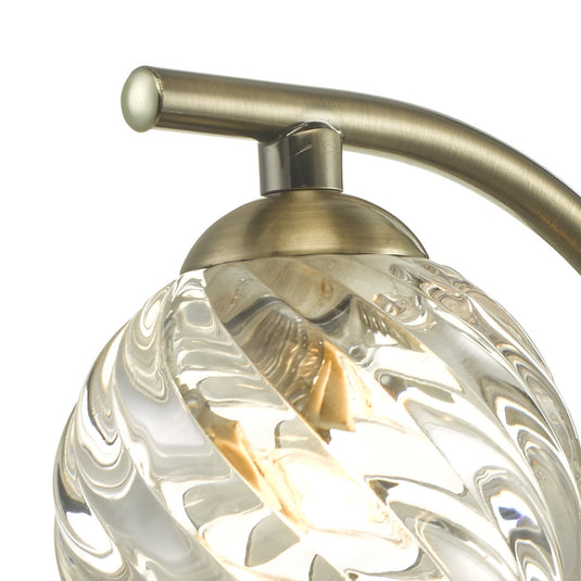 Dar Lighting NAK0775-05 Nakita Wall Light Antique Brass With Twisted Open Glass - 29947