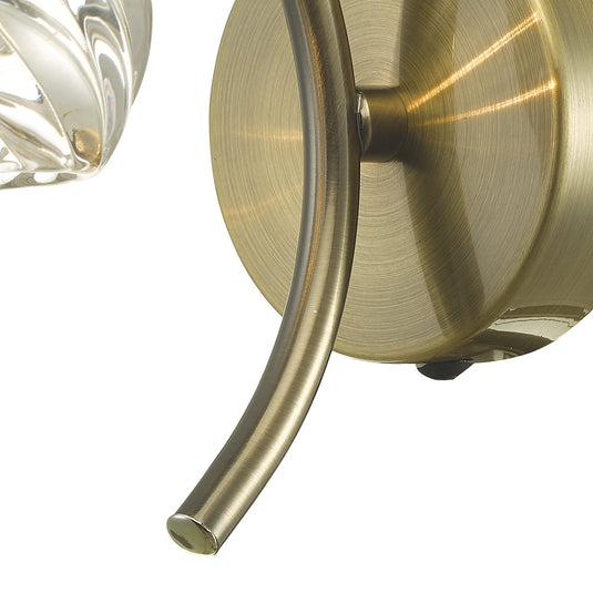 Dar Lighting NAK0775-05 Nakita Wall Light Antique Brass With Twisted Open Glass - 29947
