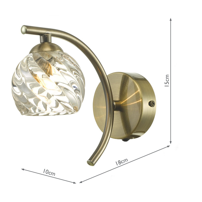 Load image into Gallery viewer, Dar Lighting NAK0775-05 Nakita Wall Light Antique Brass With Twisted Open Glass - 29947
