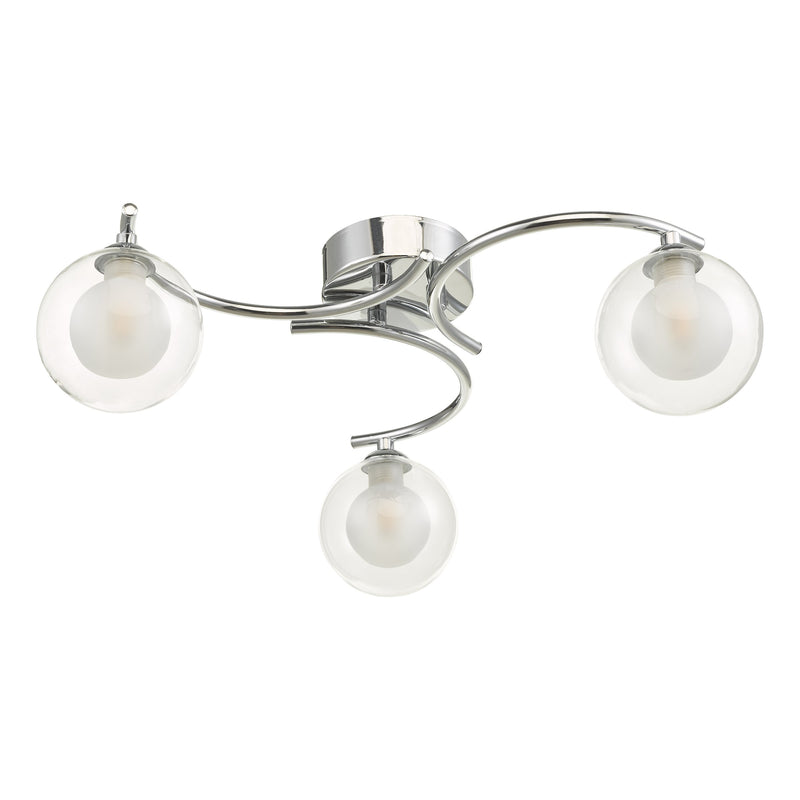 Load image into Gallery viewer, Dar Lighting NAK5350-04 Nakita 3 Light Semi Flush Polished Chrome With Clear/Opal Glass - 30768
