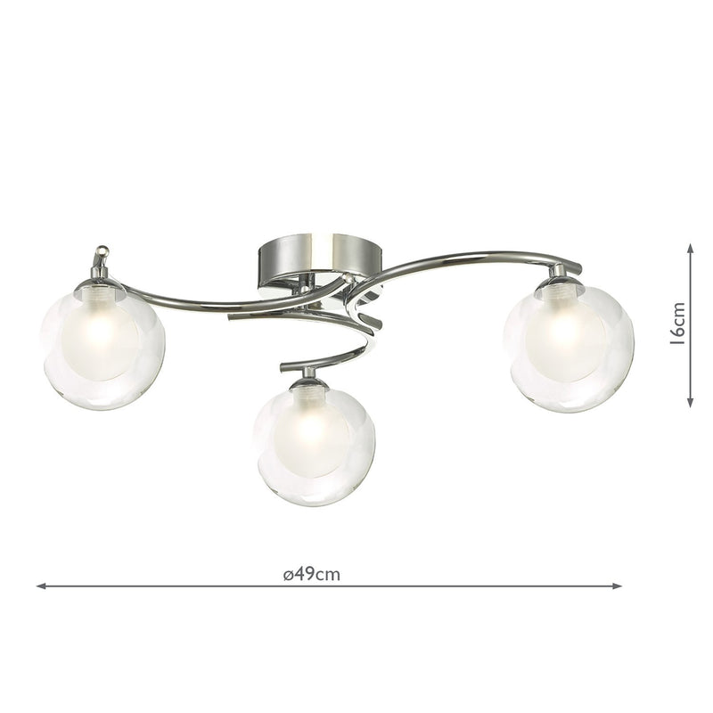 Load image into Gallery viewer, Dar Lighting NAK5350-04 Nakita 3 Light Semi Flush Polished Chrome With Clear/Opal Glass - 30768
