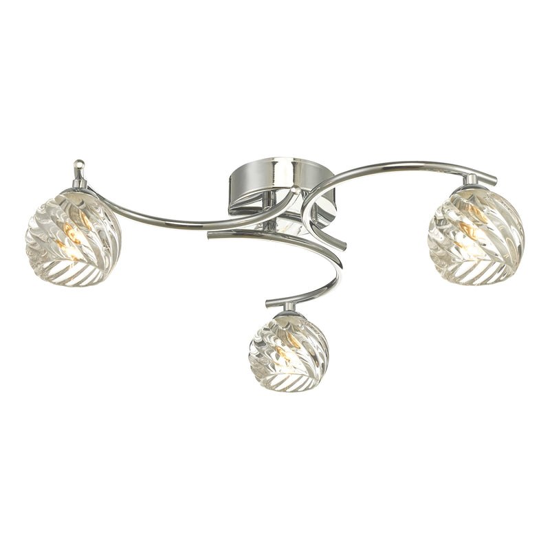 Load image into Gallery viewer, Dar Lighting NAK5350-05 Nakita 3 Light Semi Flush Polished Chrome With Twisted Open Glass - 37157
