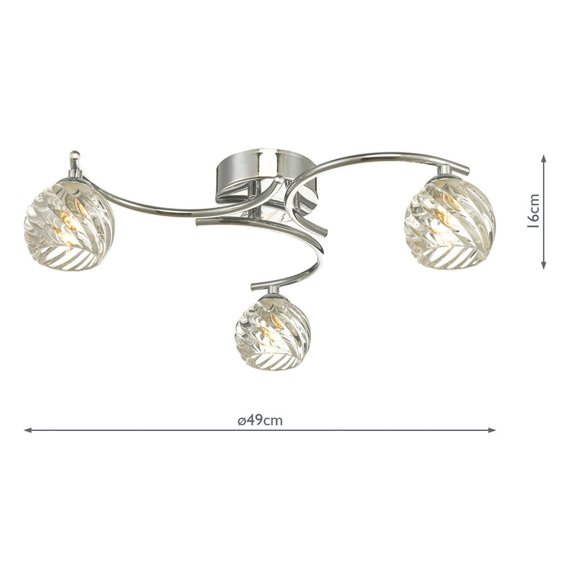 Load image into Gallery viewer, Dar Lighting NAK5350-05 Nakita 3 Light Semi Flush Polished Chrome With Twisted Open Glass - 37157
